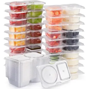 Reusable Snack Containers with Lids, Food Storage Containers, Leak Proof Container, Stackable Lunch Container, 20/40Pcs Double Compartment Snackle Box Portion Control Snack Pack for On-the-Go Meals Camping