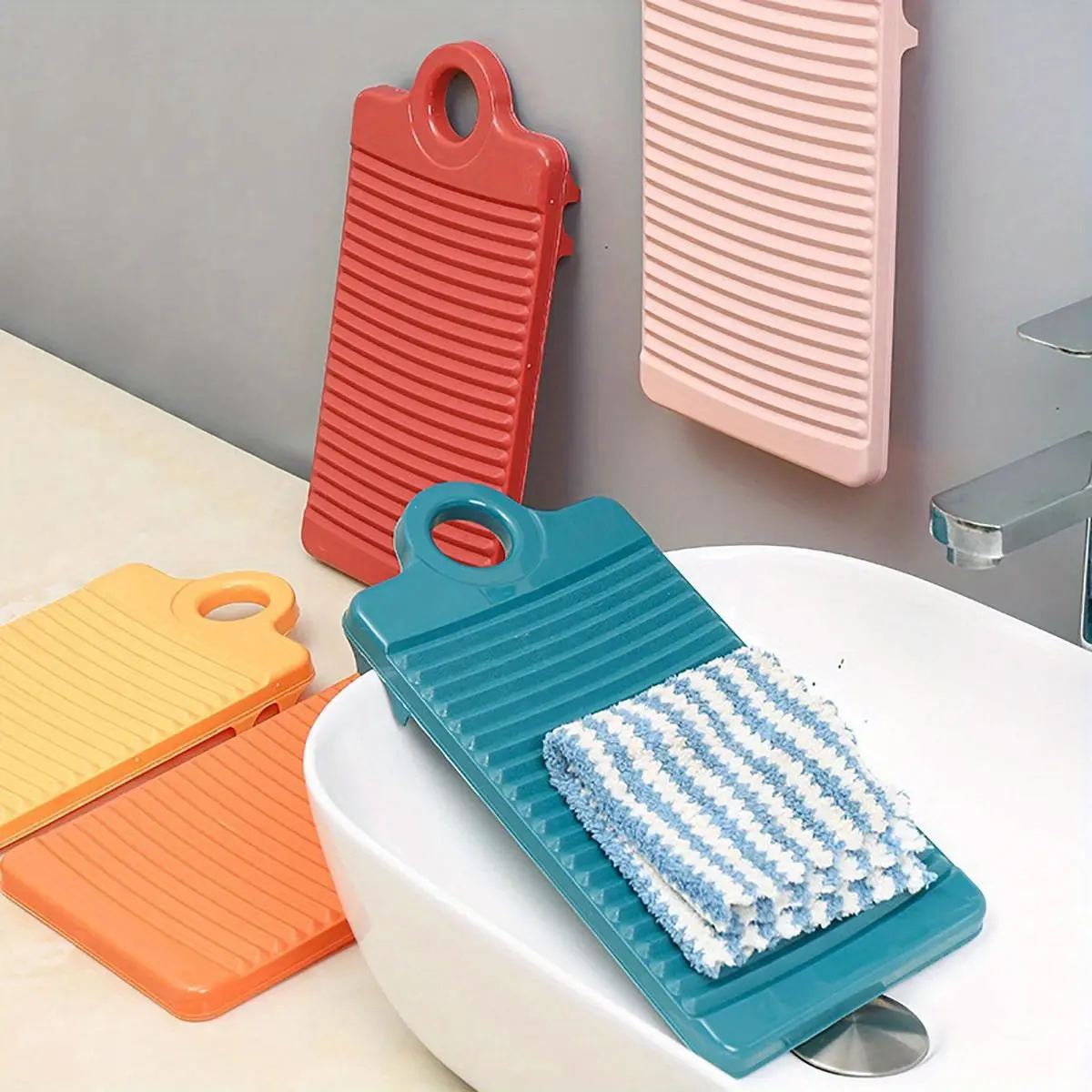 RV Bathroom Washboard Travel Portable Thickened Mini Laundry Board, Anti Slip Laundry Accessory Board, Laundry Sock Cleaning Tool RV Bath Accessories