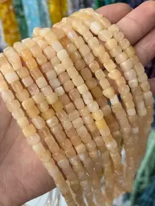 0.6cm Natural Stone Light Square Beads, Hole Design for Easy Stringing, DIY Jewelry Making, Craft Supplies, Sewing Accessories