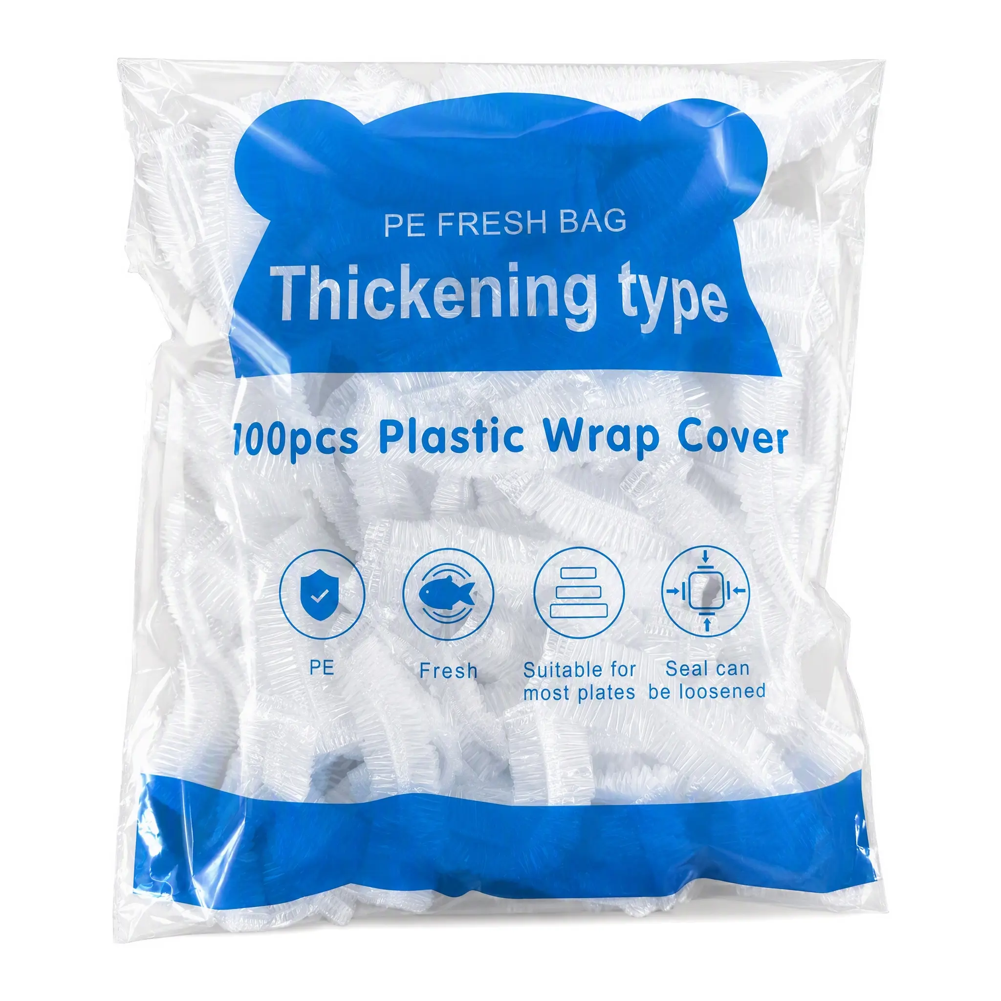 100Pcs/200Pcs Thickened PE Disposable Elastic Plastic Food Wrap Covers, Lightweight Transparent Stretch Lids for Round Containers, Airtight Dustproof Kitchen Gadget for Refrigerator Fruit Vegetable Leftover Storage