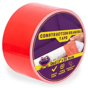 Construction Seaming Tape Red, 3 Inches x 55 Yards, Building Sheathing and Flashing Polymer Tape for Joints, Vapor Barrier,  Board Insulation, House Wrap and Epoxy