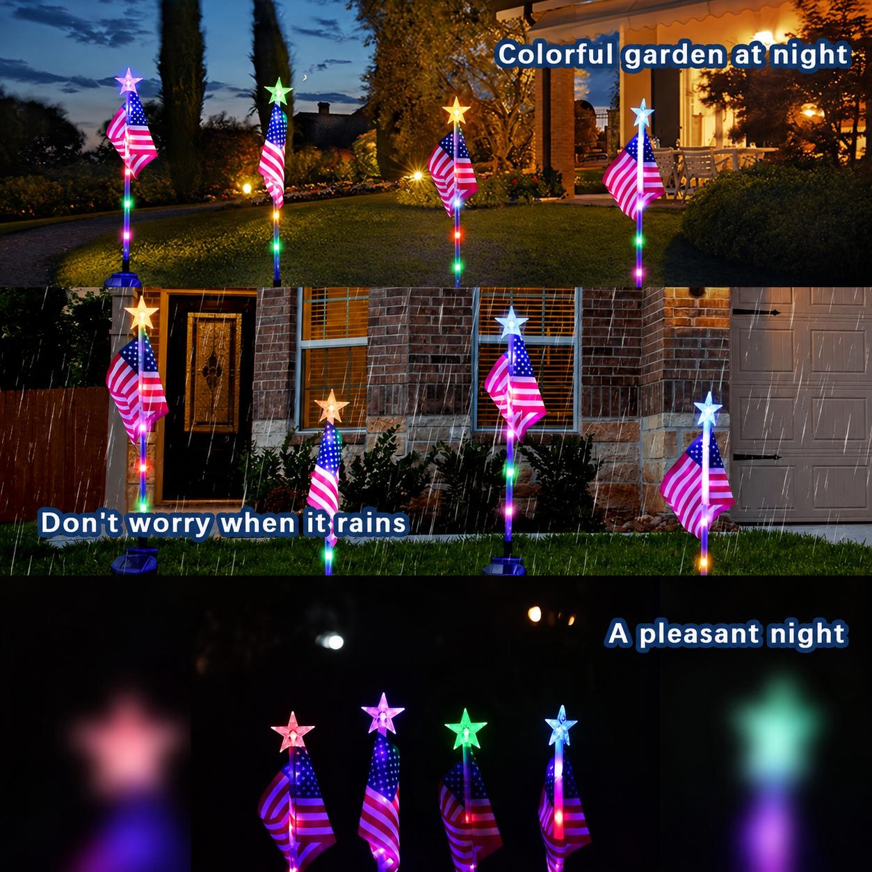 4Pcs American Flag Lights,Solar LED Lights,Solar LED String Lights,Waterproof Led Patriotic Flag Light of The United States for Yard,Garden Decoration,July 4th Independence Day,Labor Day, Festival,Holiday,Party Decoration,Christmas Decorations tiktokshops 4Pcs American Flag Lights,Solar LED Lights,Solar LED String Lights,Waterproof Led Patriotic Flag Light of The United States for Yard,Garden Decoration,July 4th Independence Day,Labor Day, Festival,Holiday,Party Decoration,Christmas Decorations tiktokshops