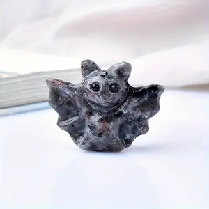 1pc Mini Bat Statue - Hand-Carved Natural Stone Gothic Decor, Multi-Color Miniature Statue for Home Decor, Jewelry Making & Accessories (Blue, Green, Grey, Black, Red), Statue Home Decor, Jewelry Making Supplies, Glossy Finish Decor, Glossy