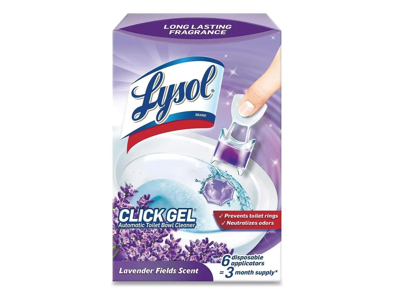 LYSOL Brand Click Gel Automatic Toilet Bowl Cleaner Lavender Fields 6/Box 4 Boxes/Carton 89060CT LYSOL Brand Click Gel Automatic Toilet Bowl Cleaner Lavender Fields 6/Box 4 Boxes/Carton 89060CT