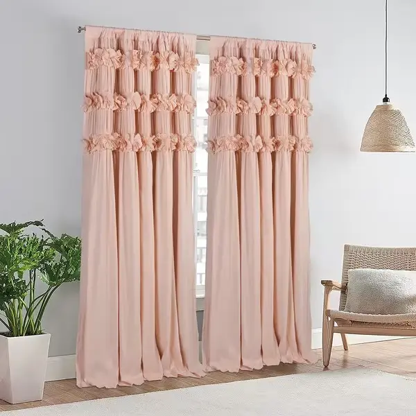 Thermal Blackout Curtain Set - 2 Room Darkening Panels with Hand-Ruffled Butterfly Garden Design, Energy-Saving Window Drapes for Bedroom & Living Room (54"  84")