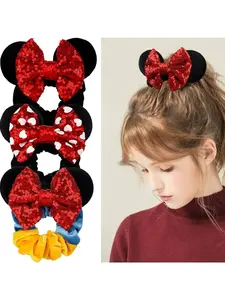 Two ears bow large intestine hair ring ladies theme party hair accessories sweet and cute small hair accessories