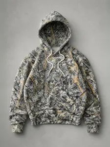 Men’s Realtree Camouflage Hooded Sweatshirt | Forest Print Loose Pullover | Gorpcore Realistic Wood Grain Hoodie | Heavyweight Tactical Hooded Top | Harajuku Hip Hop Loose Hoodie | Unique Double Drawstring Design | Vintage Street Style Camouflage