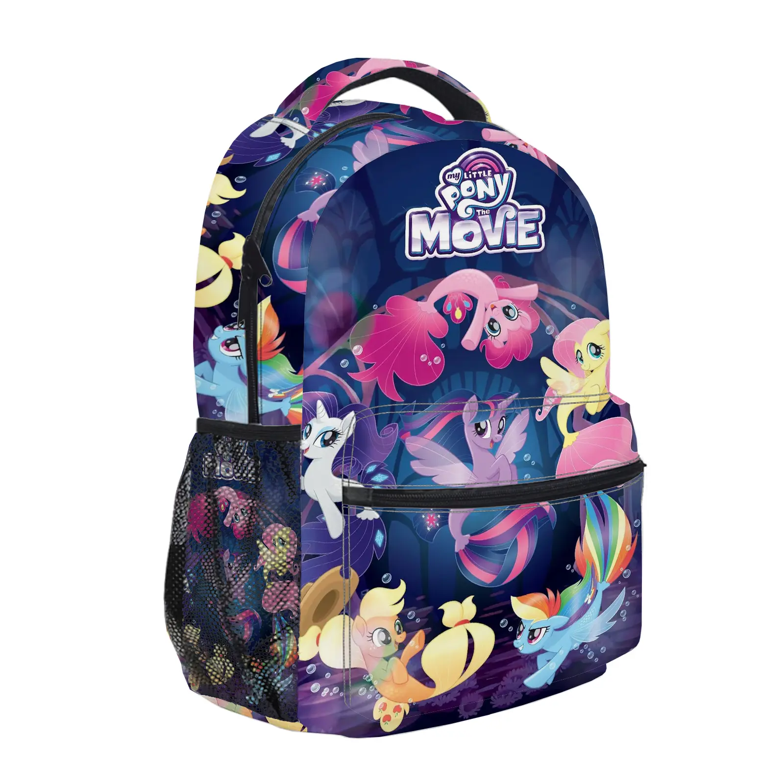 My Little Pony Backpack for Girls, Y2K Fashion School Bag with Mesh Side Pockets, Aesthetic Cartoon Bookbag for Teens, Kids Lightweight Travel Daypack for Back to School b-146