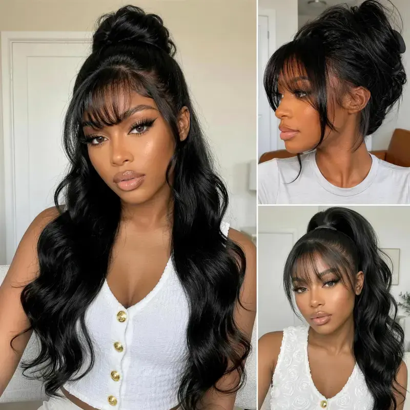 UNice Glueless Loose Wave with Curtain Bangs Wig  7x5 HD Lace Closure Human Hair Wigs with Drawstring for Beginners Bye Bye Slip Pre-Everything Wig ything Wig #TikTokShopBackToSchool #SoHoChic
