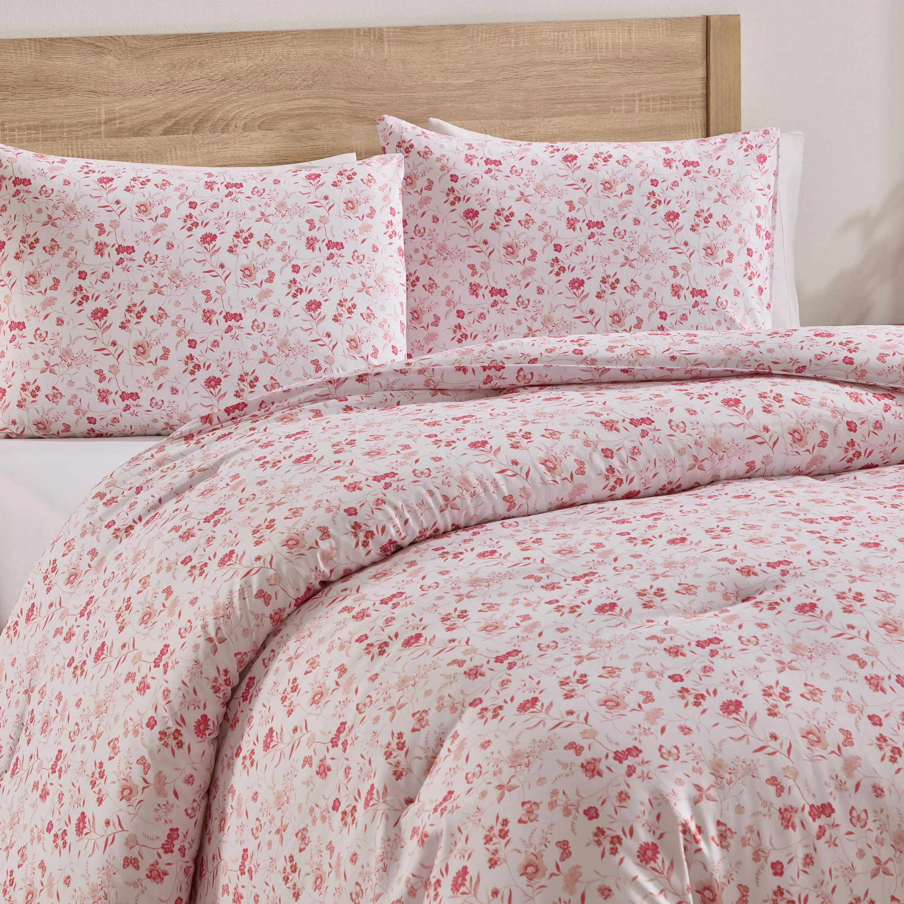 NESTL 3-Piece Floral Down Alternative Comforter Set with Pillowcases, Queen-Size All-Season Bedding Set, Modern Bedroom Duvet Insert, Bedding Sets