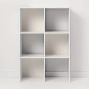 New 6-Cube Wooden Organizer Shelf Modern Style White Stackable Storage Display Unit for Home & Office Use 24.09 x 35.04 inches