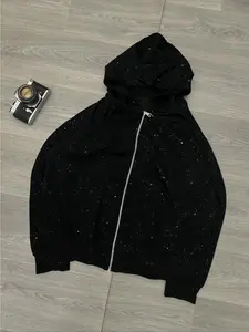-Zipper hooded jacket, sparkling open front jacket, fashionable high-end brand sportswear, available in multiple colors and sizes S-2xl (raincoat)