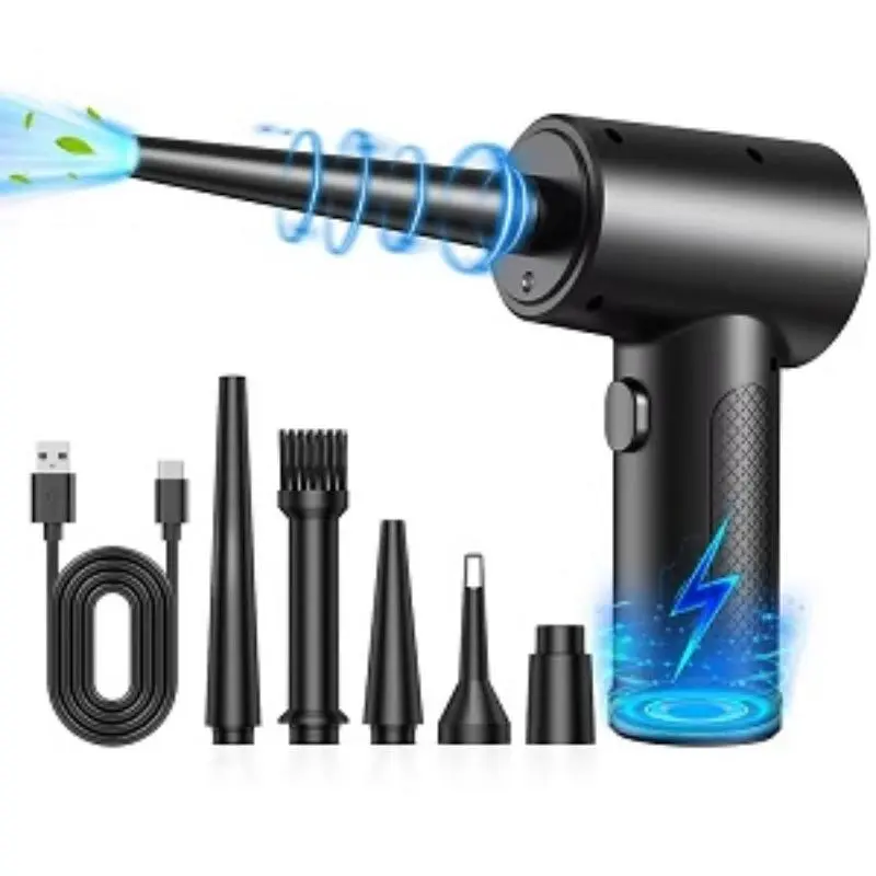 Portable Car Air Duster, 3-speed 51000RPM Electric Air Duster, Rechargeable Cordless Air Duster for Computer Keyboard Fast Charging, USB Rechargeable Blower