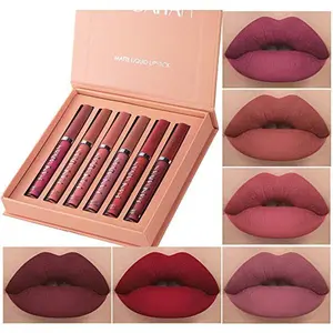 6Pcs Matte Liquid Long-Lasting Waterproof Lip Gloss Lipstick Makeup Set