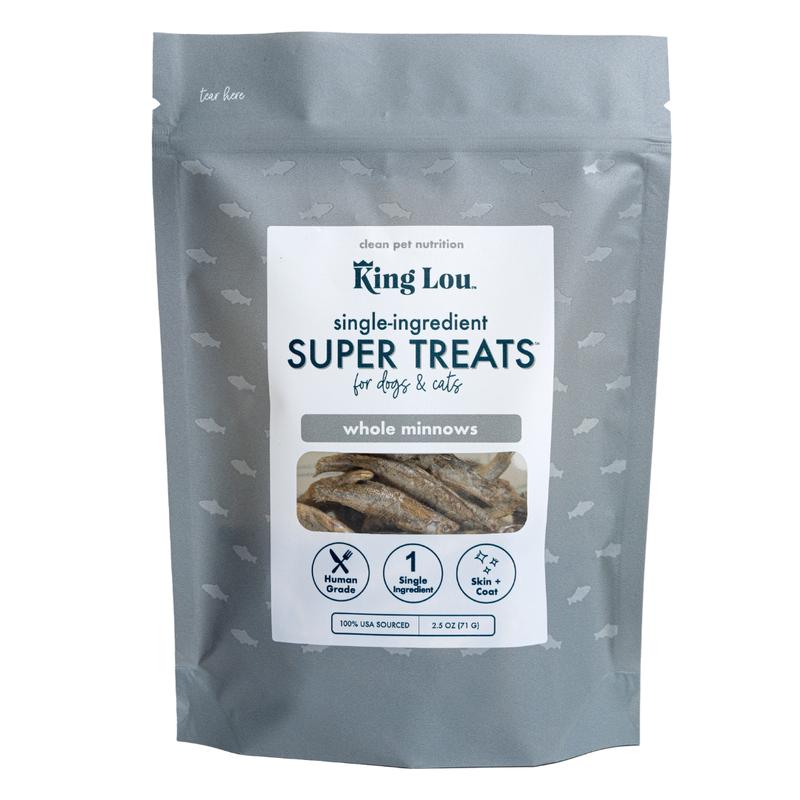 King Lou Whole Minnows - Freeze-Dried Raw Snack for Dogs and Cats single ingredient, 100% USA, Human Grade, Treats Pet Products Natural Food Pets Supplies