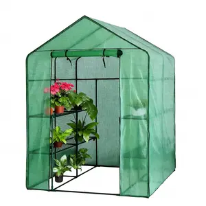 🌱 Instant walk-in greenhouse for your patio! 56”x56”x77”, 3 tiers, 8 shelves, pops open in minutes—all-season plant protection.