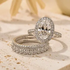Maxine 2.5ct Oval Cut 3PC Engagement Ring Set,Bridal Ring Set,5A Cubic Zirconia Women's Ring Jewelry,Wedding Ring Set for Daily,Travel,Proposal,Birthday,Anniversary