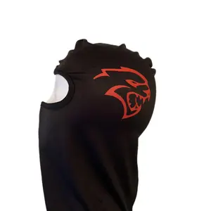 Hell Cat designed ski mask balaclava, red & black unisex Cold Weather