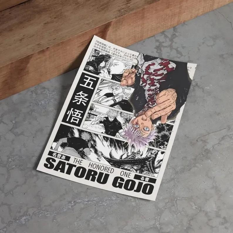 Jujutsu Kaisen Satoru Gojo Battle Wall Art, Dynamic Manga Anime Poster, Black White Action Prints No Framed Jujutsu Kaisen Satoru Gojo Battle Wall Art, Dynamic Manga Anime Poster, Black White Action Prints No Framed