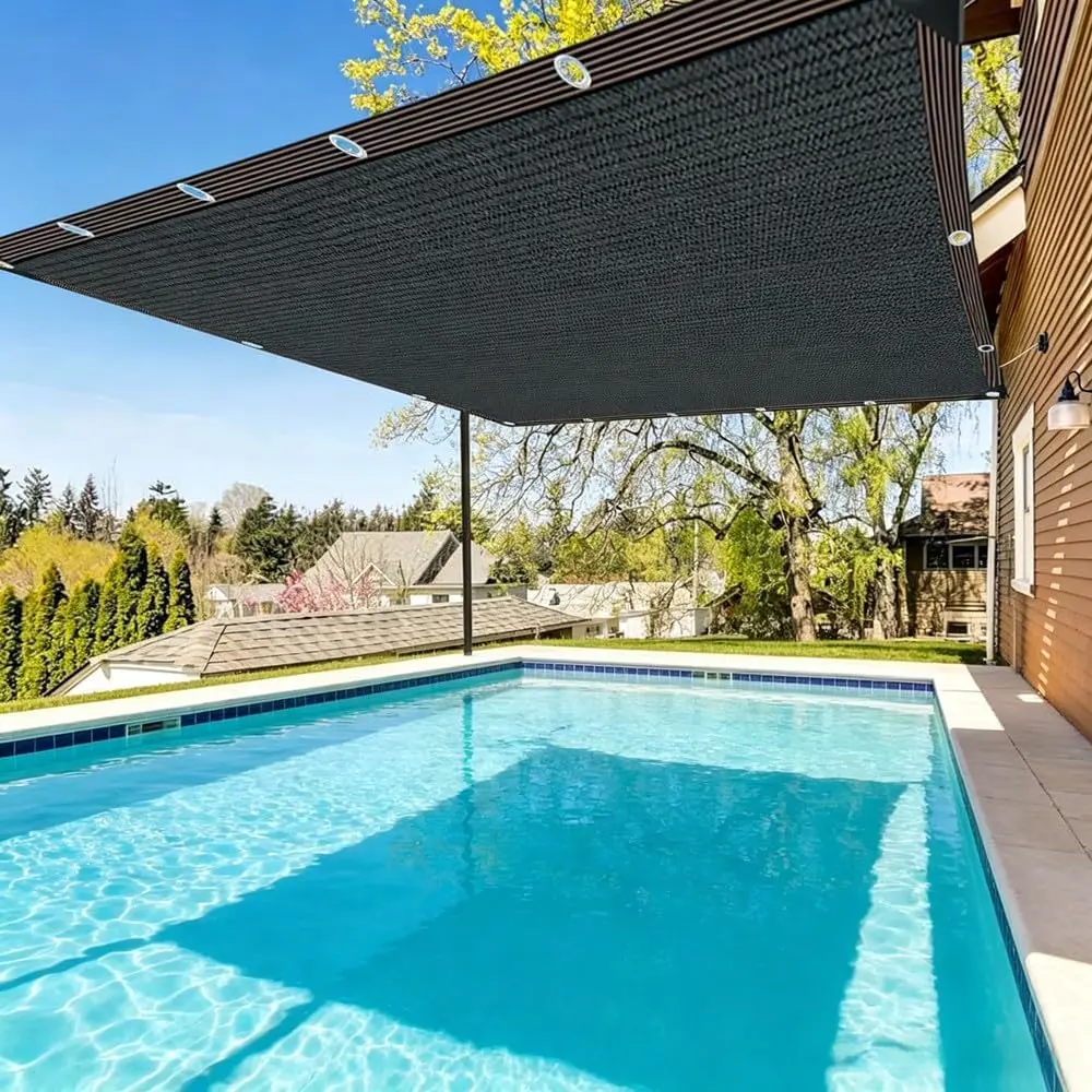 90% Blackout Cloth (Black) - 10 x 13ft UV-Resistant Shade Net with Reinforced Rivets, Suitable for Outdoor Adventures / Camping / Garden / Patio / Greenhouse.Mesh Shade Cloth，summerwins