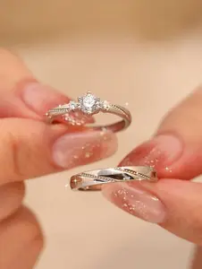 2PCS Bridal Ring Set – Oval Cut Engagement Ring with Matching Wedding Band – 925 Sterling Silver Plated – Elegant Promise Ring for Women