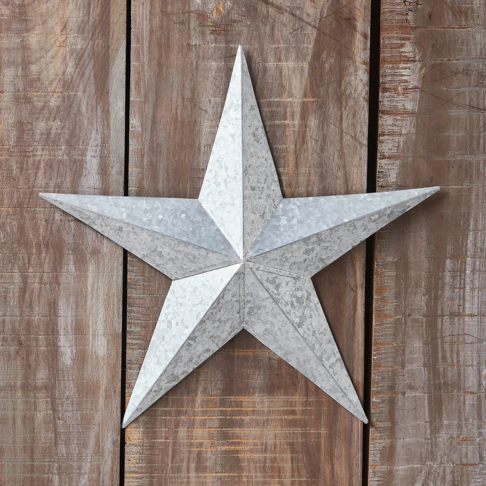 Faceted Galvanized Metal Star Hanging Decoration for Room, 4th of July Decor - Multiple Sizes, 4x4 Option