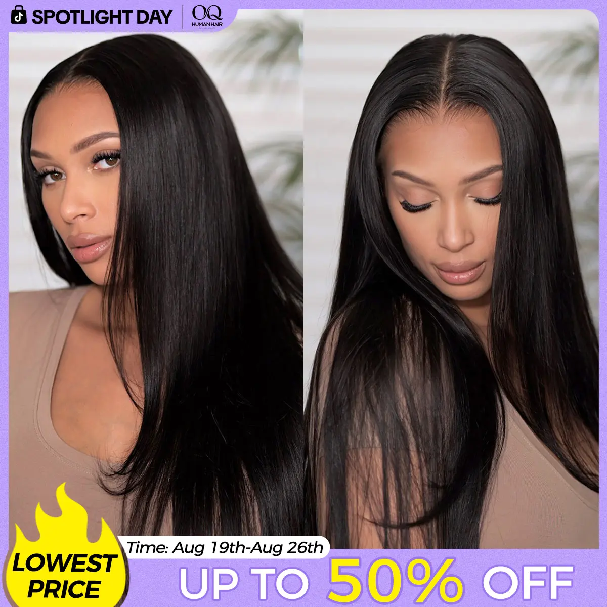 [Free Upgraded] OQ HAIR Wear And Go Glueless Wigs Pre Cut 7x5 HD Straight Lace Human Hair Wigs Pre Bleached Tiny Knots Beginner Friendly #SohoChic #TikTokShopBackToSchool