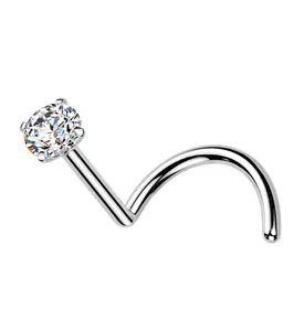 Clear Moissanite Gem Titanium Nose Screw