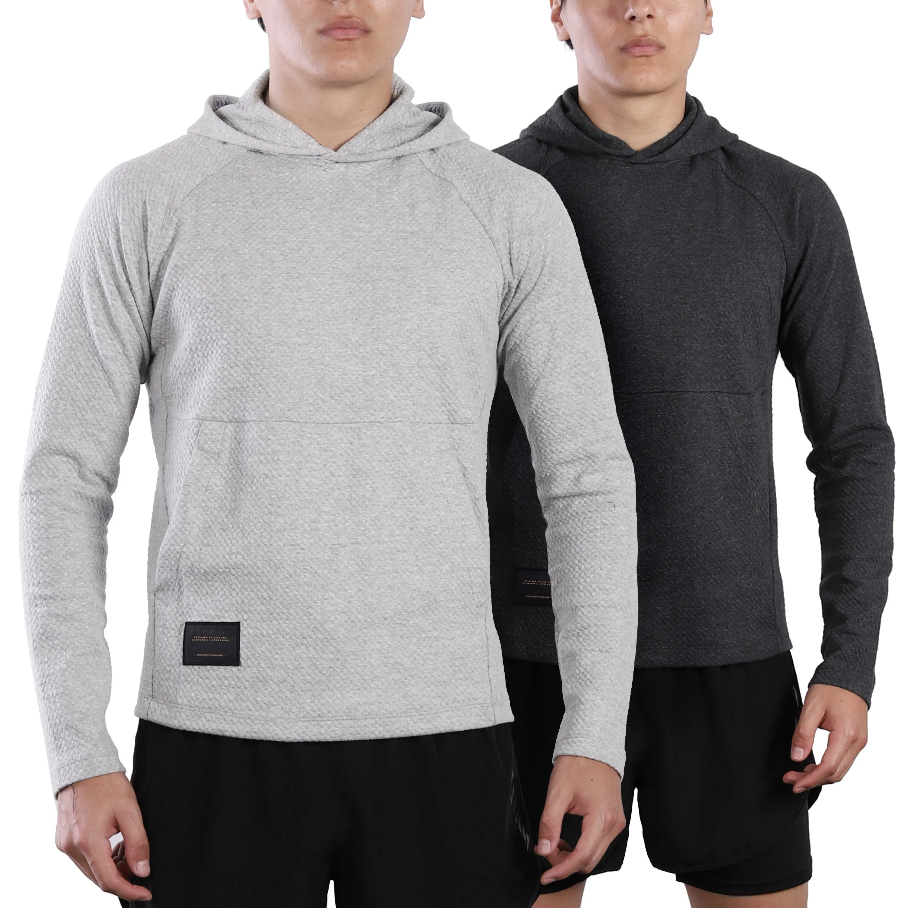 ZIMEGO Men's Roadtripper Quilted Texture Hoodie - Slim Fit Athletic Pullover with Kangaroo Pocket for Golf & Gym Workout