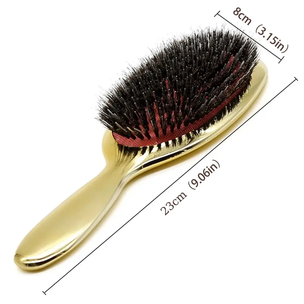Luxury Gold & Silver Boar Bristle Paddle Hair Brush, Paddle Brushes, Oval Anti-Static Hair Comb, Anti Static Hairbrush, Scalp Massage Brush, Hairdressing Tool, Salon Styling Brush, Volumizing Brush, Volumizer Brush, Volume Brush, Hair Styling Tools