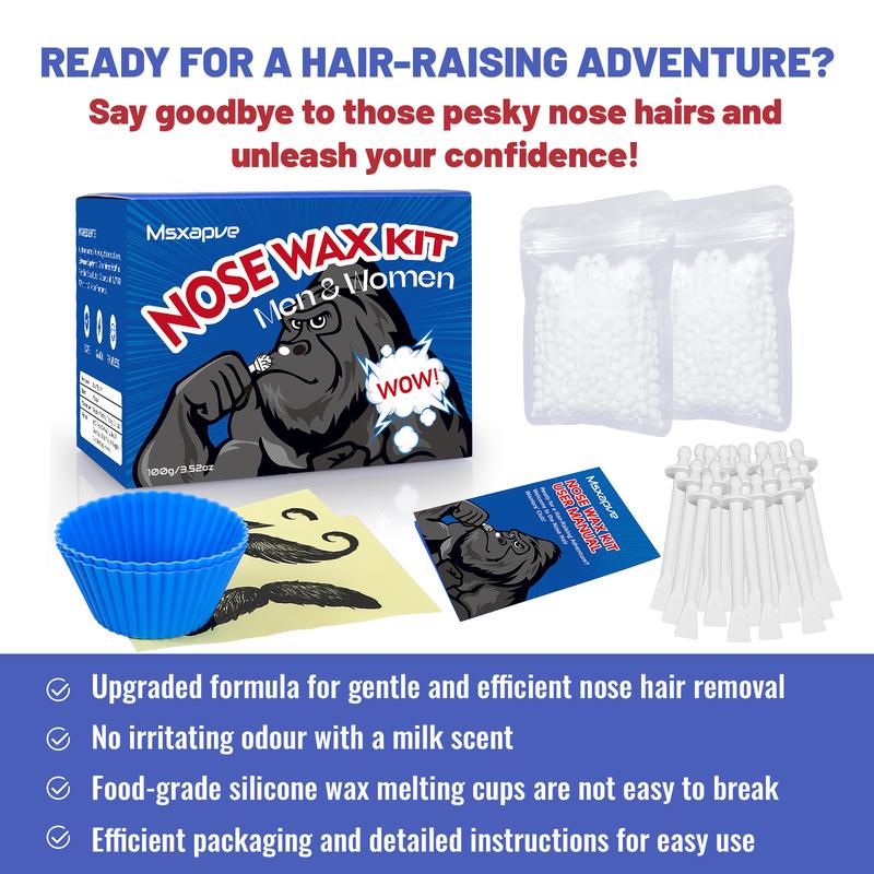 Nose Wax Kit Nose Hair Removal Wax Kit For Men & Women I Safe Waxingl 30 Applicators Guards | 15-20 Times Usage Body Care Smooth Hair Wax