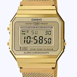 A700WMG-9A Brand new Casio Vintage full gold mesh bracelet slim unisex watch
