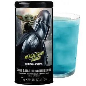 The Republic of Tea, Grogu Galactic Green Iced Tea, Green Tea with Pineapple, Star Wars The Mandalorian and Grogu, 6 One-Quart Pouches