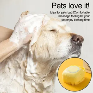 2-in-1 Pet Bath Brush with Shampoo Dispenser, Soft Silicone Dog Grooming Brush, Grooming Supplies, Gentle Massage Bath Brush for Dogs & Cats, Pet Bathing Tool for Short & Long Hair Pets, Grooming Goods – Easy to Clean & Use