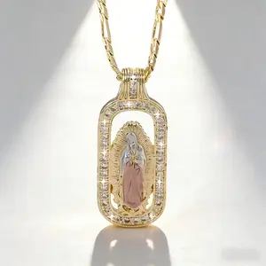 1pc 14K Gold Color Pendant Necklace Religious Symbol Jewelry Perfect Christmas Gift for Friends and Family