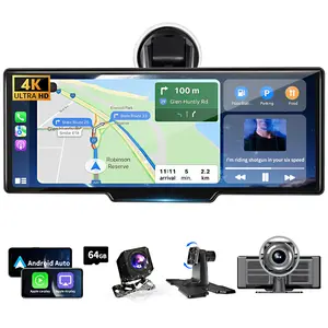 2025 New Display Screen, Wireless CarPlay Screen 10.26" 4K Dash Cam 1080P Rear Camera GPS Navigation Music Calls Voice Assistant for Old Car Upgrades