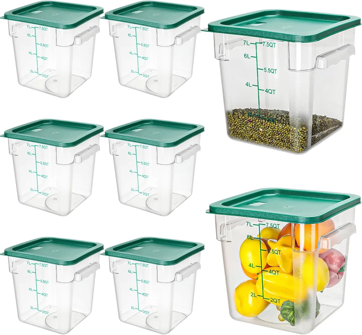 8 Pack 8 Qt Clear  Storage Container with Handles and Lid Commercial Grade Square  Storage Containers with  Polycarbonate Storage Container for  Kitchen Restaurant