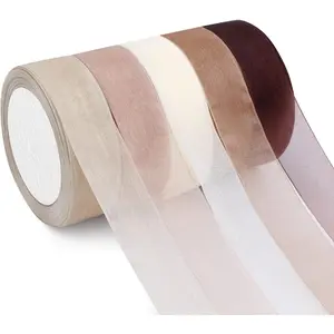 5 Rolls Organza Ribbon 1" x 25 Yd Each Roll, Fall Sheer Chiffon Ribbon, Transparent Sheer Ribbon for Gift Wrapping, Bouquet, Wedding, Party Decoration