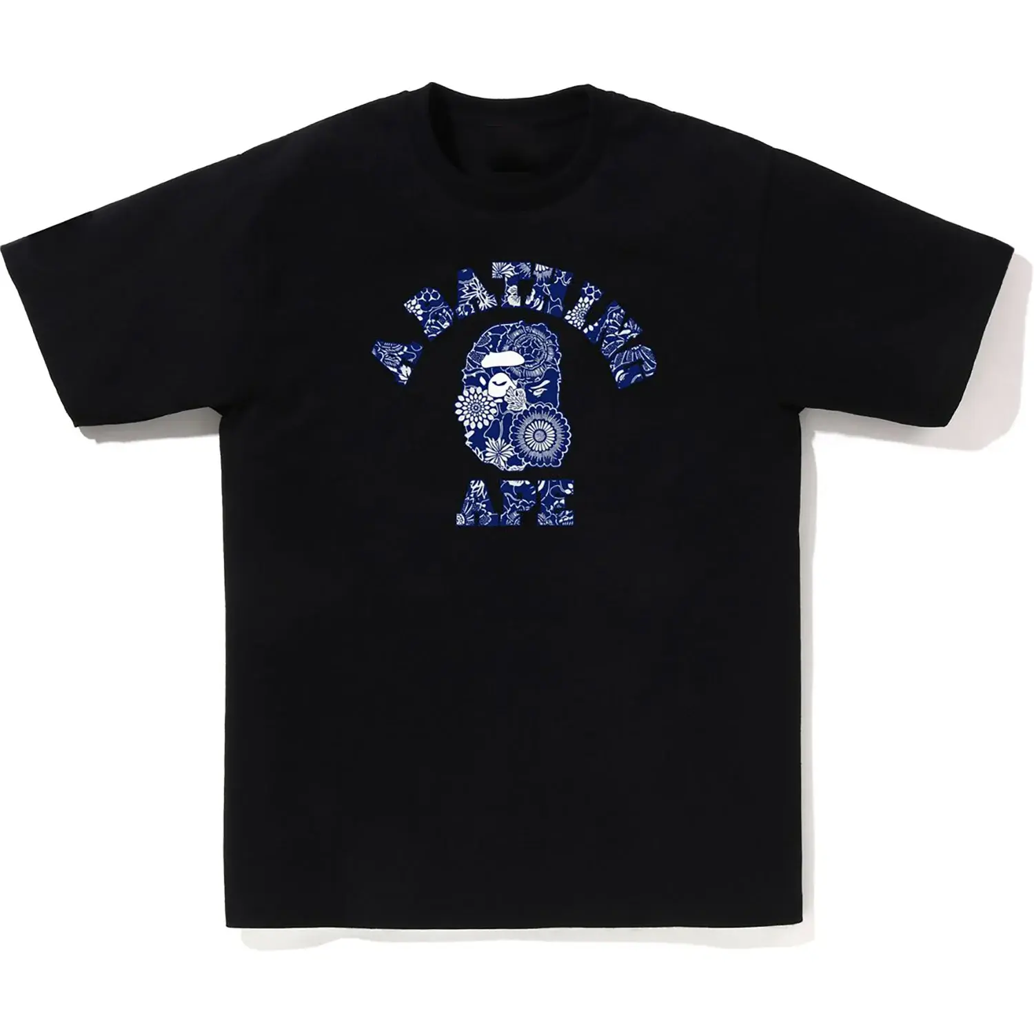 ST30 - Trendy Aesthetic Short Sleeve Crew Neck Oversized Tee with Iconic Ape Head Design and Blue Bandana Pattern