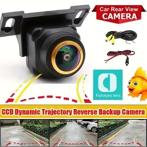 Golden Frame Fisheye Reversing Camera, WideAngle View with Dynamic Trajectory, Clear Night Vision Vision, Universal Fit Most Car Models, High Definition Rear View Backup Camera, Reliable Vehicle Parking Helper, Effectively Enhance Daily Driving Safety