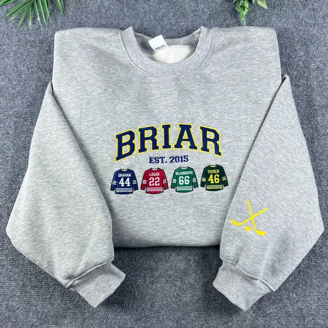 Briar University Hockey Romance Embroidered Sweatshirt, Graham 44 Di Laurentis 66 Crewneck, Off Campus Bookish Gift for Hockey Romance Fans
