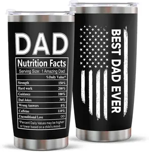 Fathers Day Dad Gifts for Men- 20Oz Stainless Steel Tumbler Indoor Outdoor Work Essentials Leakproof Camping Gym Office Cup with Lid and Straw Birthday Gifts for Him Stepdad Husband Dad Uncle