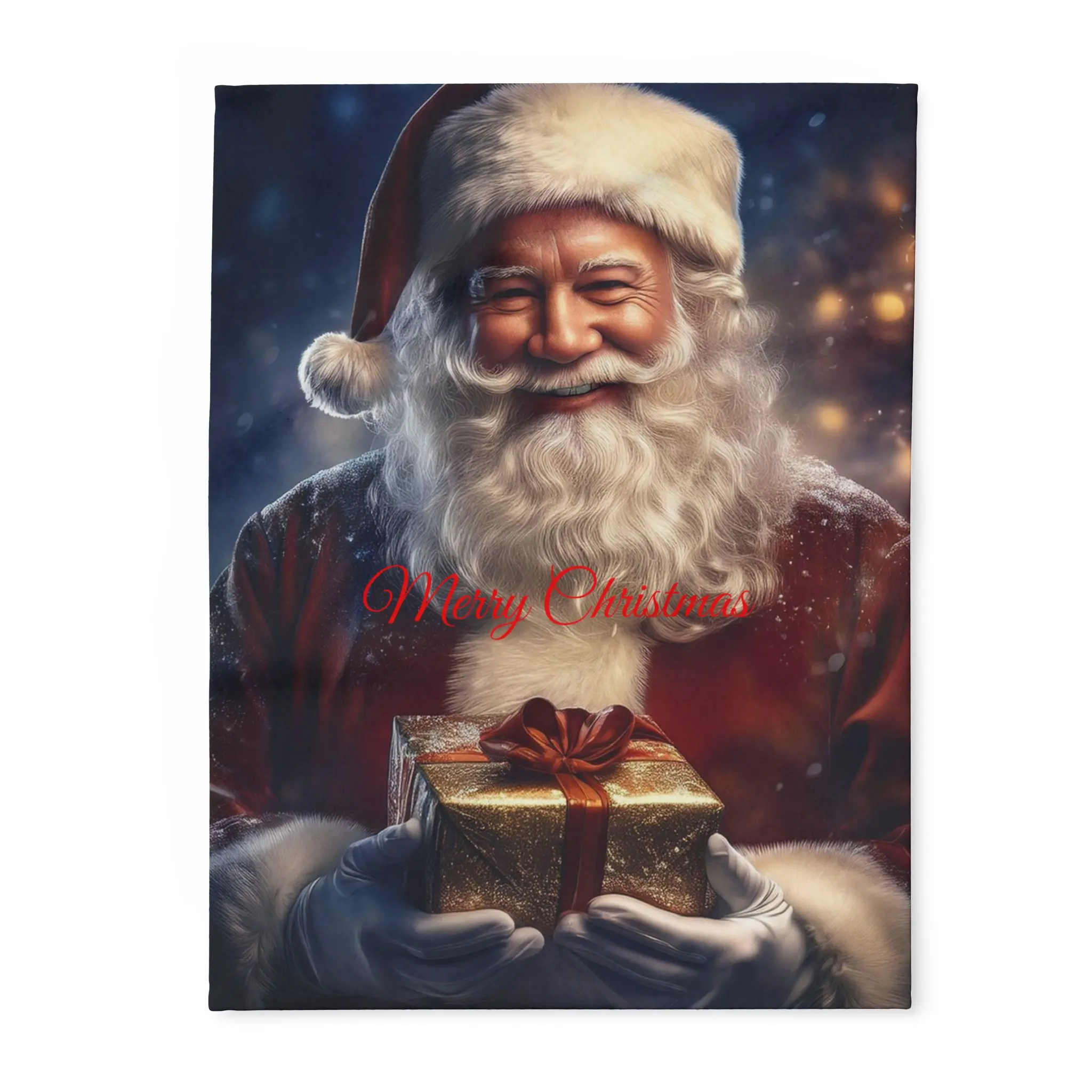 Deluxe Smiling Santa Arctic Fleece Blanket | Christmas Holiday Throw