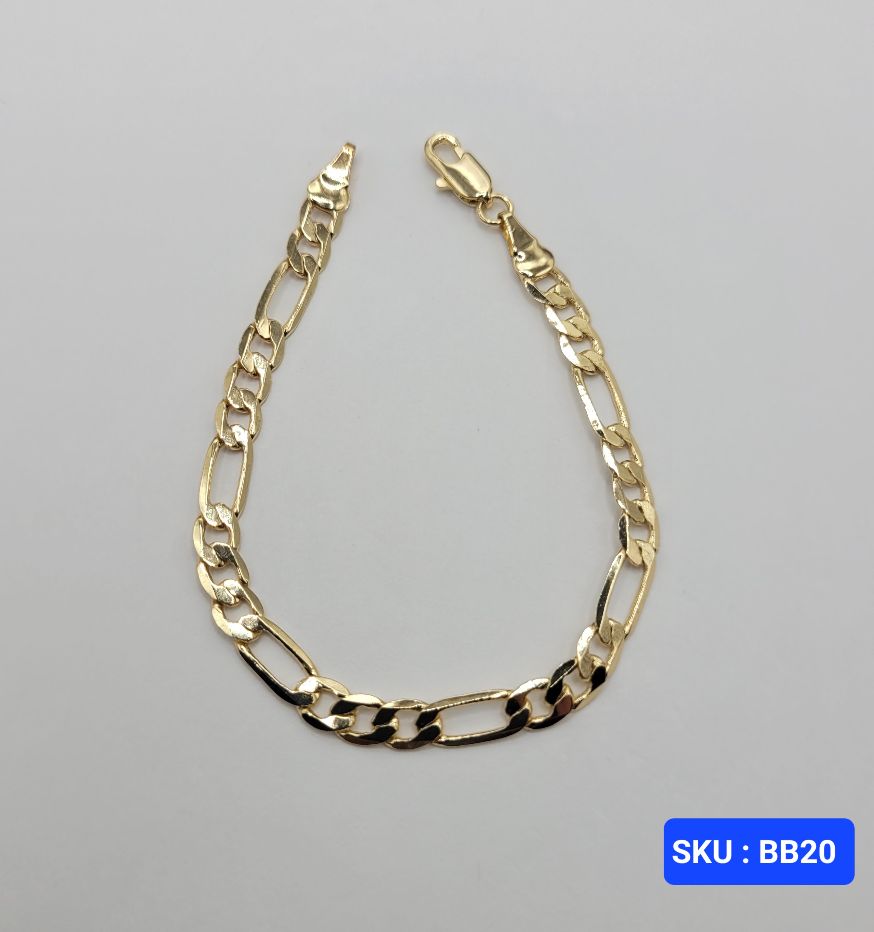 Baby Bracelet Figaro Link Style Laminated-Gold 6 Inches 5 Millimeters for Babies & Small Kids Size Jewelry Accessory. SKU : BB20 Baby Bracelet Figaro Link Style Laminated-Gold 6 Inches 5 Millimeters for Babies & Small Kids Size Jewelry Accessory. SKU : BB20