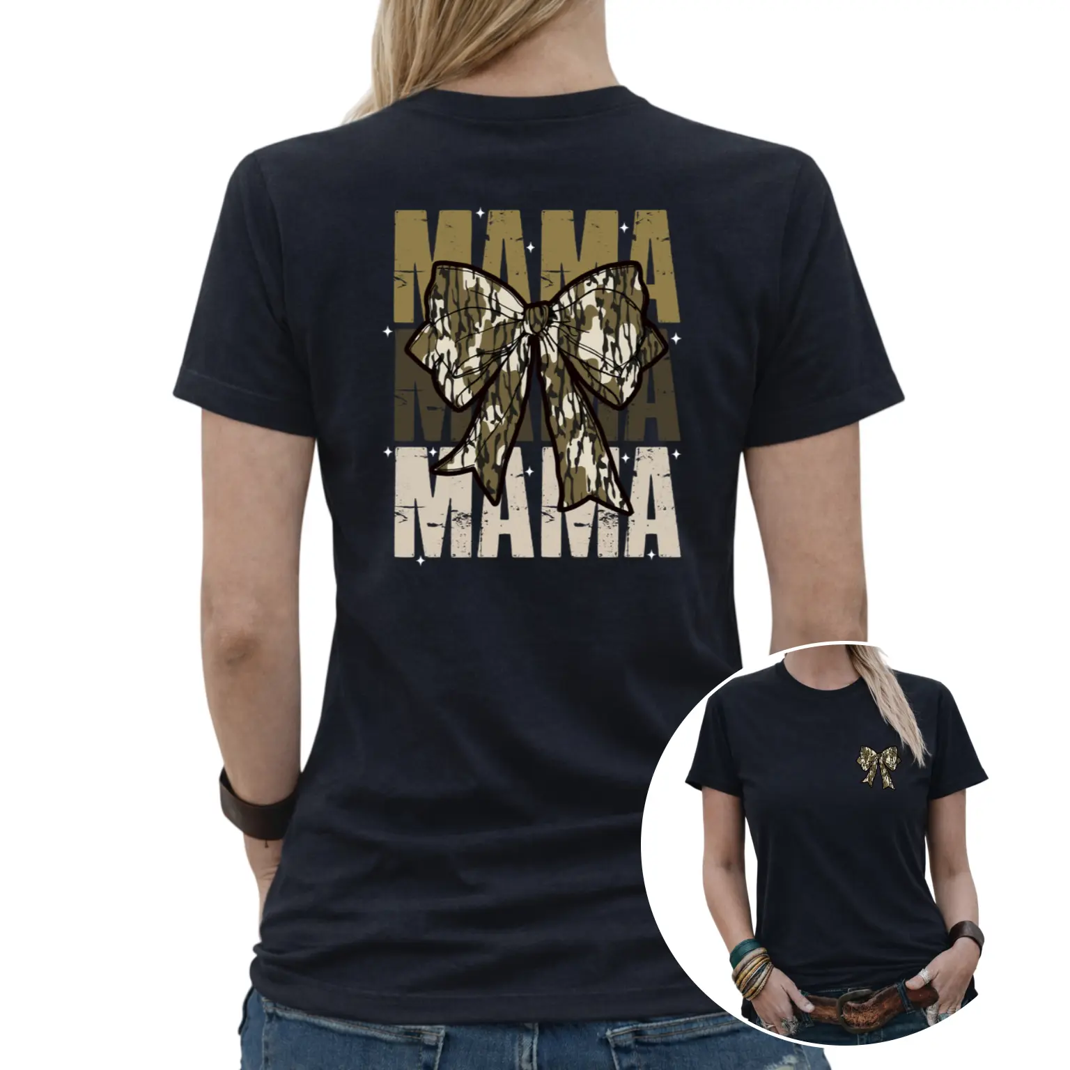 Mama Camo Coquette Bow Shirt, Old School Camo Shirt, Girls Camo Bow Tee, Retro Hunting, Coquette Bow, Camo Dude, Graphic T-shirt ,Gift For Women, Gif For Mom