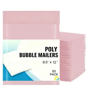 8.5x12 (8.5x11) Poly Bubble Padded Envelope Mailers Shipping Bag Light Pink 50 PCS