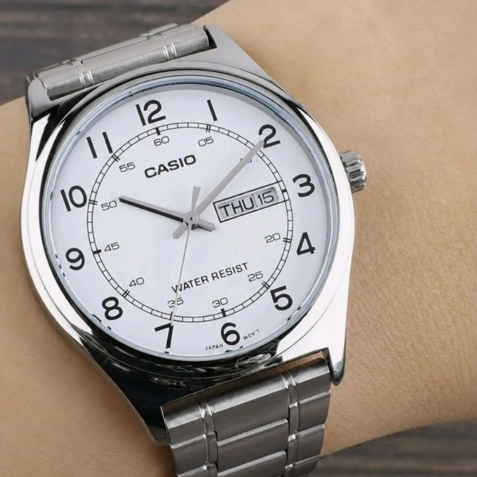 MTPV006d-7B2 new Casio silver day and date easy to see time men's s classic watch