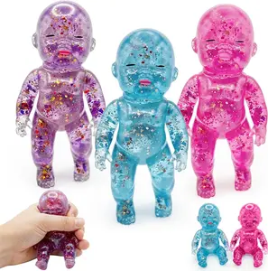 IMOLI Squishy Babies Glitter Squeeze, Sensory Squishy with Slow Rebound Satisfying Feel, Fidget Toys for Desk and Office Use, Stress and Anxiety Relief