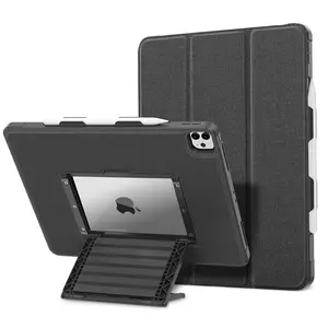 Detachable Magnetic iPad Case with Floating Stand & Pencil Holder for iPad Pro 11"/12.9", iPad Air 6/5, iPad 9th Gen 10.2", Shockproof Clear Acrylic Back, Smart Tri-Fold Folio, Auto Wake/Sleep, Heavy Duty Protective Cover for Apple iPad