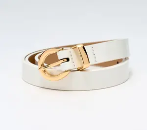 Susan Graver Faux Patent Leather Belt with Round Metal Buckle